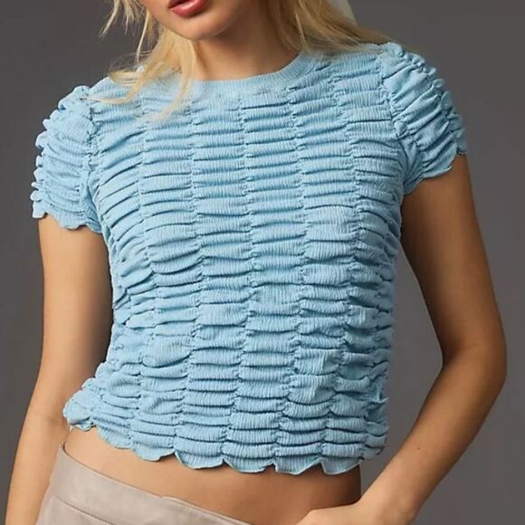 By Anthropologie Ruched Baby Tee - Picture 2 of 6